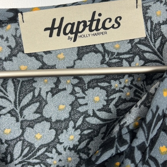Haptics by Holly Harper Dress S/M Gray/Black Floral Print Mini Prairie Baby Doll - Picture 2 of 12